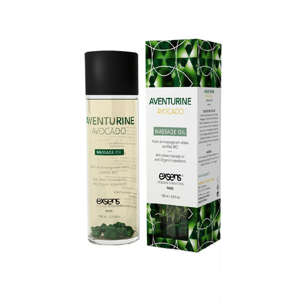 Huile de massage anti-stress Aventurine verte et Avocat - Exsens 100ml